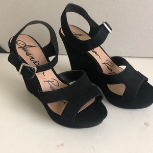 Cute black platform wedges